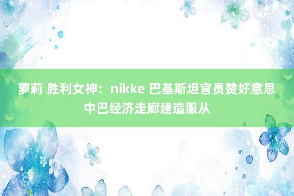 萝莉 胜利女神：nikke 巴基斯坦官员赞好意思中巴经济走廊建造服从