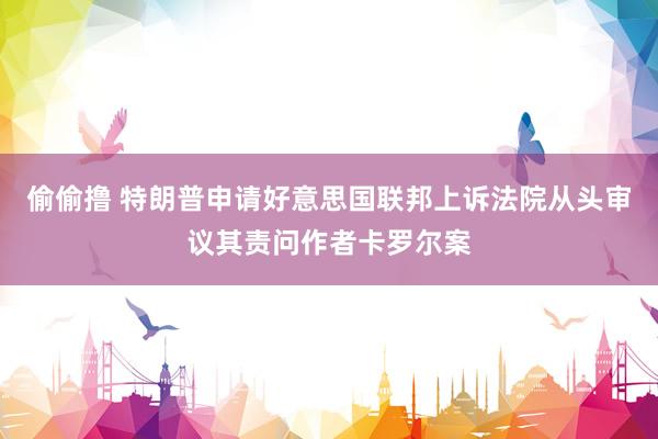 偷偷撸 特朗普申请好意思国联邦上诉法院从头审议其责问作者卡罗尔案